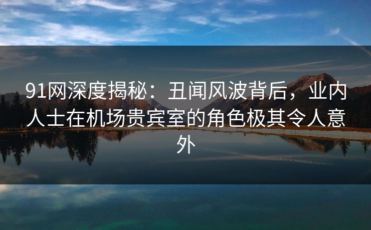 91网深度揭秘：丑闻风波背后，业内人士在机场贵宾室的角色极其令人意外