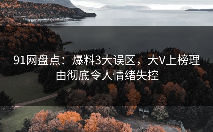 91网盘点：爆料3大误区，大V上榜理由彻底令人情绪失控