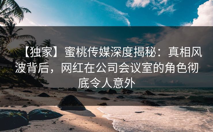 【独家】蜜桃传媒深度揭秘：真相风波背后，网红在公司会议室的角色彻底令人意外