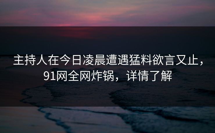 主持人在今日凌晨遭遇猛料欲言又止，91网全网炸锅，详情了解